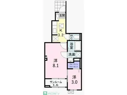 メゾンエレガンテ(2K/1階)の間取り写真