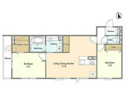 VERT I(2LDK/2階)の間取り写真