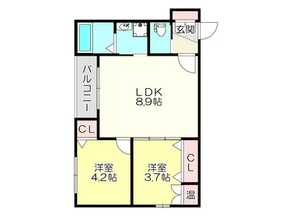 ACE GARDEN HEIGHTS I(2LDK/1階)の間取り写真