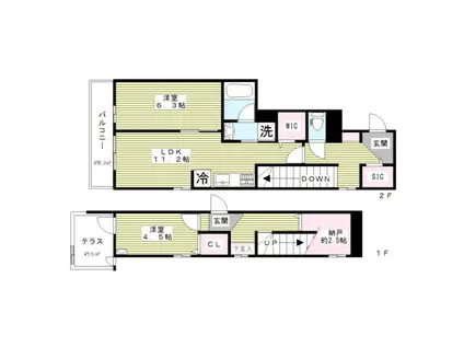 シャトー・ドゥ・ペール(2SLDK/2階)の間取り写真