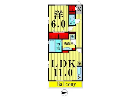 PEONY豊明(1LDK/2階)の間取り写真