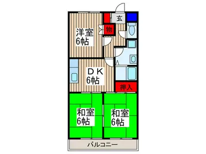 原第5マンション(3DK/1階)の間取り写真