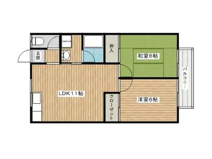 ヒルポイント春日丘 A棟 B棟(2LDK/3階)の間取り写真