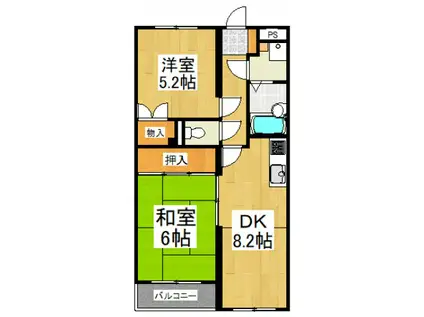 セザール清瀬(3K/4階)の間取り写真