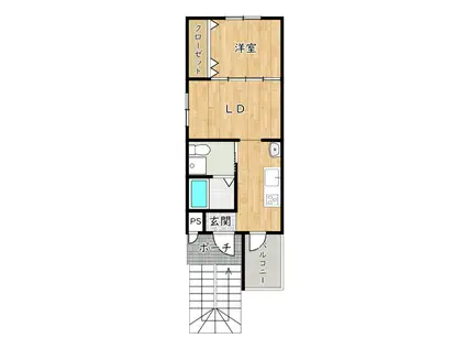 エルメゾン堺ISHIZU(1LDK/2階)の間取り写真