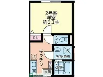 仮シティハイツ大道(1K/1階)の間取り写真