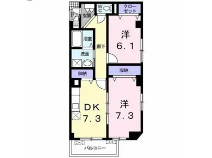 サンフィオーレ(2DK/4階)の間取り写真