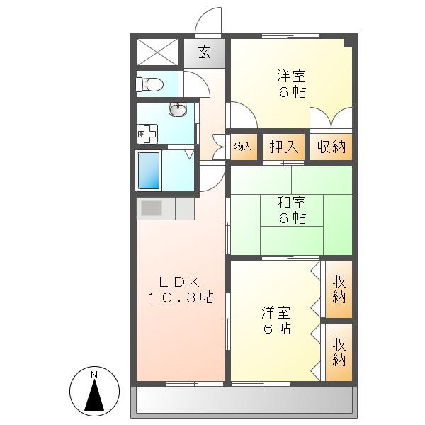 ドリーム來(3LDK/3階)の間取り写真