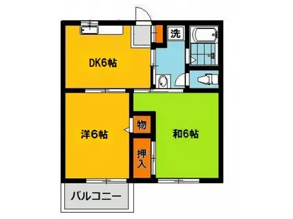 サングリーン小平B(2DK/2階)の間取り写真