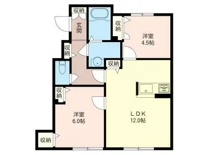 シャーメゾン本郷(2LDK/1階)の間取り写真