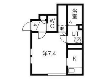 パインツリー(1K/1階)の間取り写真