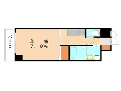 フェリオ清水(1K/3階)の間取り写真