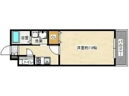 グラカン京都駅前 悠(1K/2階)の間取り写真