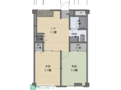 メゾン吉田(2DK/3階)の間取り写真