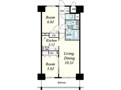 F TAMATSUKURI(2LDK/8階)の間取り写真