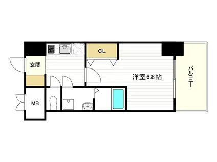 S-RESIDENCE難波大国町UNO(1K/14階)の間取り写真