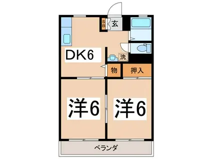サンシティーK&AIII(2DK/1階)の間取り写真