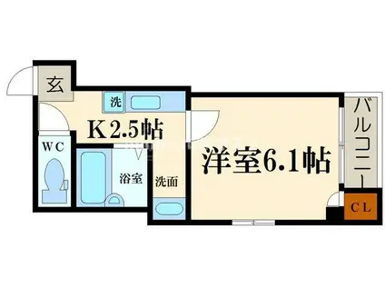 オーキッドコート北堀江(1K/6階)の間取り写真