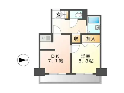 池下510ビル(1DK/11階)の間取り写真