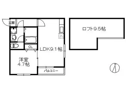 ポラリス周船寺III 260(1LDK/2階)の間取り写真