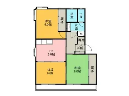 アーバンハイム鍋田(3DK/2階)の間取り写真