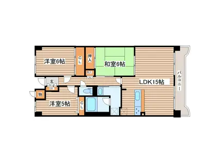 マジェスティックマンション多賀城(3LDK/1階)の間取り写真