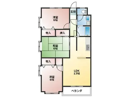 ユトリロキャッスル(3LDK/3階)の間取り写真