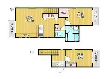 グルーヴメゾンVIII(2LDK/2階)の間取り写真