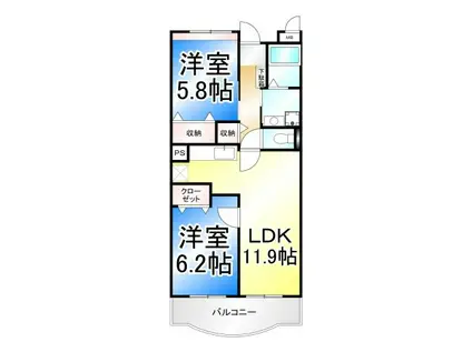 モア・エテルノ(2LDK/2階)の間取り写真