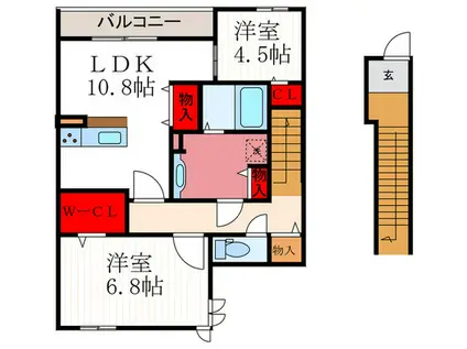 シャルモント勝竜寺(2LDK/2階)の間取り写真