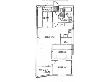 ファミーユ泉野(3LDK/3階)の間取り写真