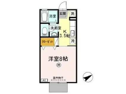 セジュール文政A(1K/1階)の間取り写真