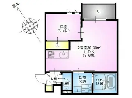 レガリスト 鶴見(1LDK/2階)の間取り写真