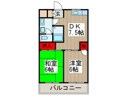グリーンパークタニグチⅡ(2DK/1階)の間取り写真