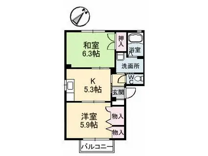 コーポフィレンツェ(2K/1階)の間取り写真