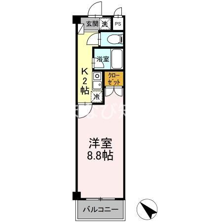 タイムD1(1K/2階)の間取り写真