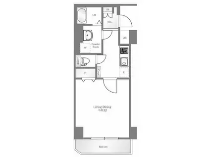 プレール天王洲アイル弐番館(1K/4階)の間取り写真