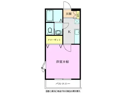 リビィエールA(1K/2階)の間取り写真