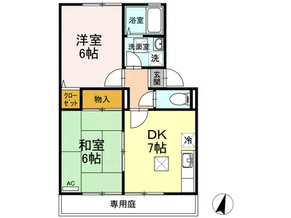 エーデルワイス津高(2DK/1階)の間取り写真