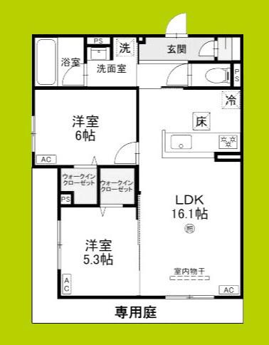 ファブール東羽衣(2LDK/1階)の間取り写真