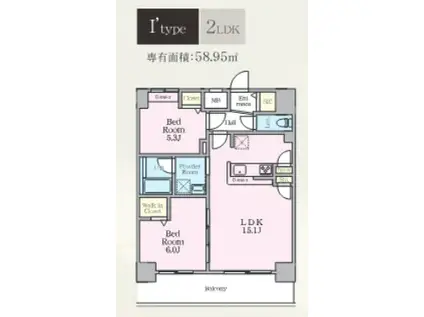 LUXENAPAWS南行徳(2LDK/6階)の間取り写真