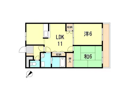 ハッピースリーヒルズ(2LDK/2階)の間取り写真