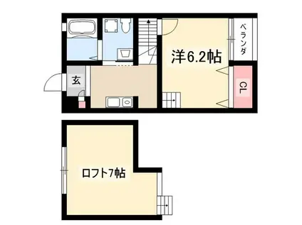 マーベラス柴田B(1K/2階)の間取り写真