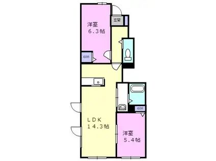 シャーメゾンリアン(2LDK/1階)の間取り写真