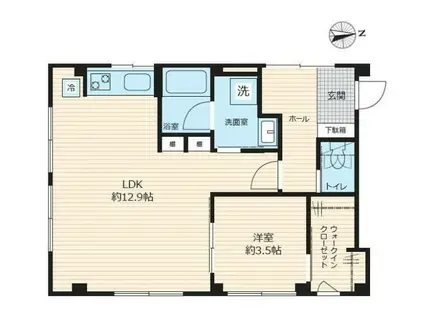 ドマーニ調布(1LDK/2階)の間取り写真