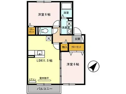 セジュールアースマーシIV(2LDK/2階)の間取り写真