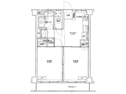 ハイツ広小路(2DK/4階)の間取り写真