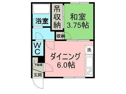 シュロス桂ヶ岡(1DK/1階)の間取り写真