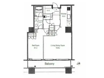 白金タワー(1LDK/31階)の間取り写真