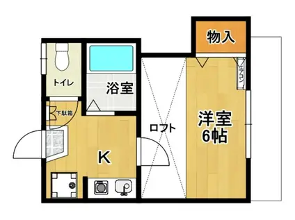 フローラ C棟(1K/1階)の間取り写真